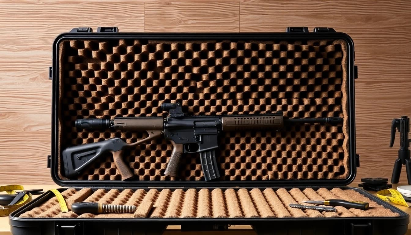 Custom foam for rifle case demonstrating its secure-fitting and durability.