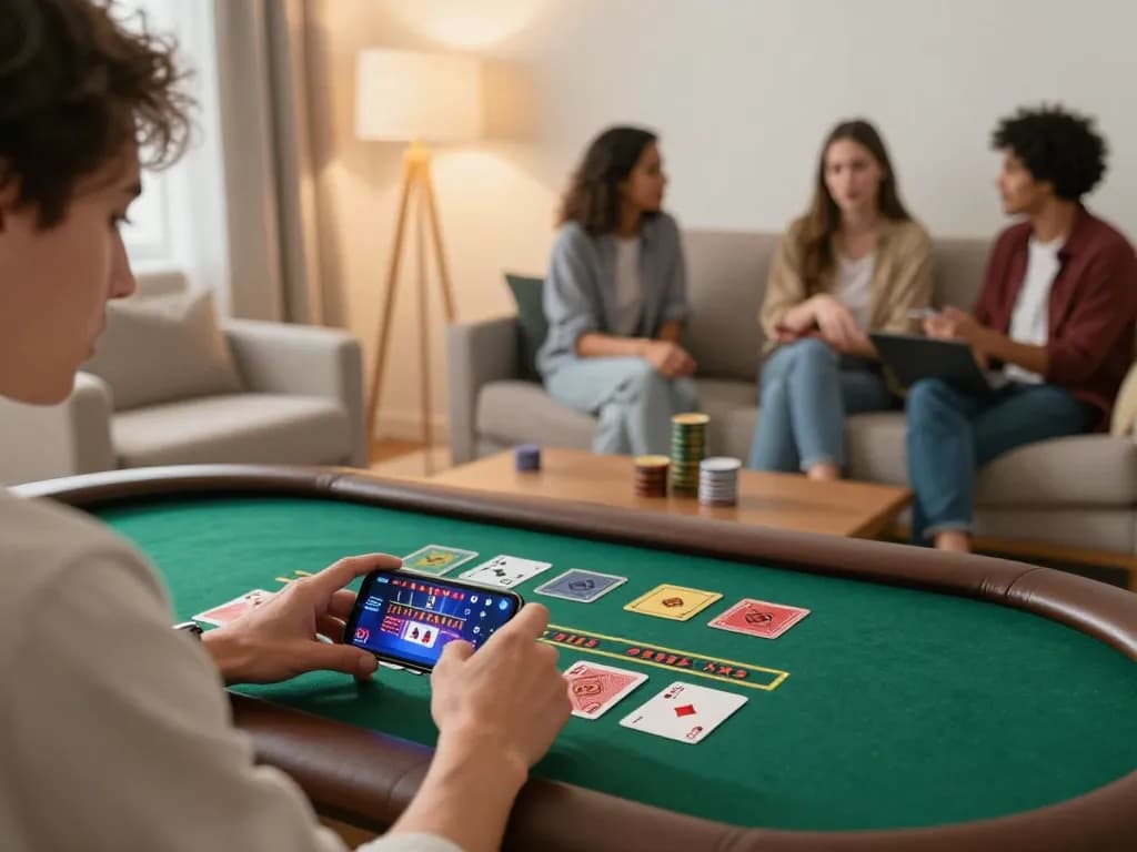 Play blackjack on rr88 app, showcasing dynamic gameplay in a modern home setting.