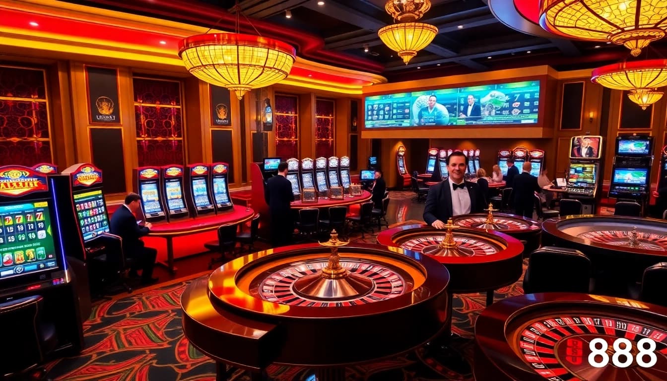 Experience the thrill of U888 with dynamic casino tables and vibrant slot machines.