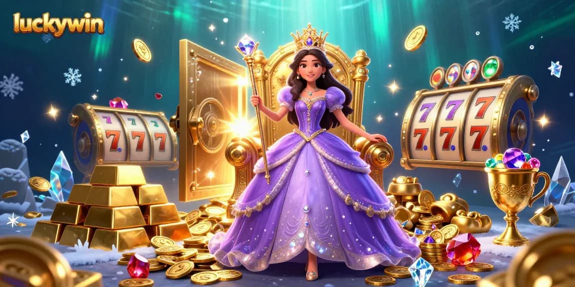 Experience the allure of luckywin with vibrant casino elements and sparkling treasures.