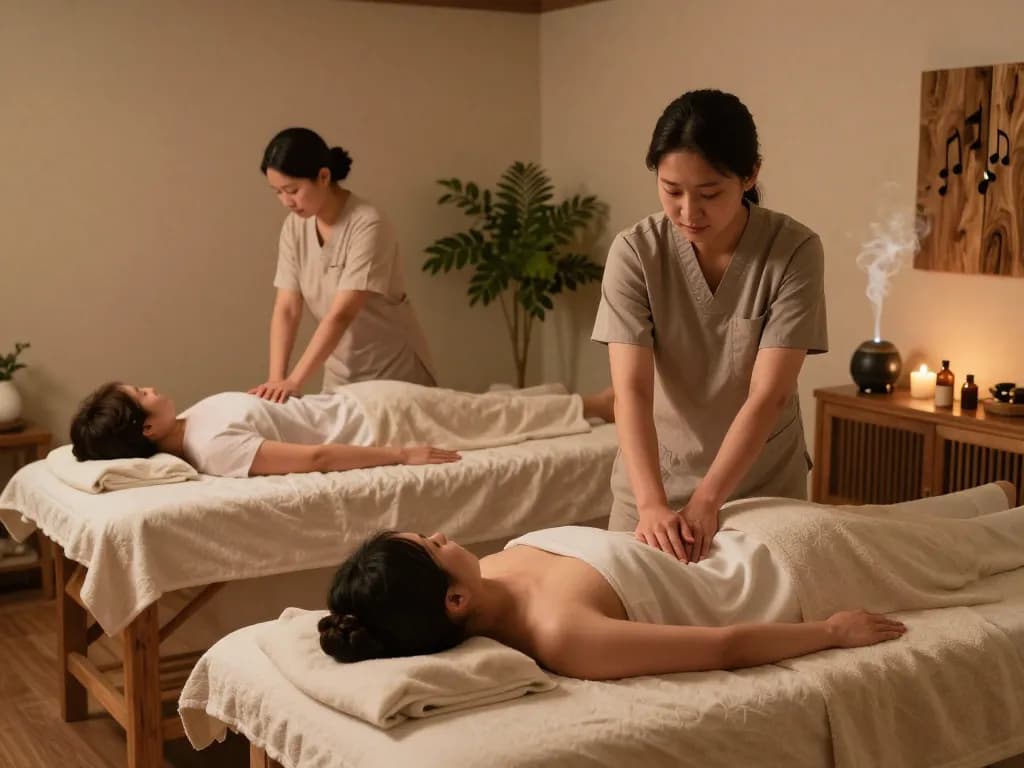 아늑한 치료실과 차분한 분위기를 갖춘 평화로운 웰니스 스파 환경에서 동대문스웨디시 마사지로 평온을 경험하세요.