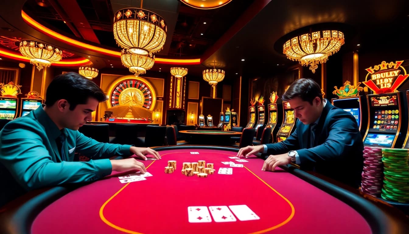 Experience the thrill of 28BET with intense poker gameplay and vibrant casino elements.