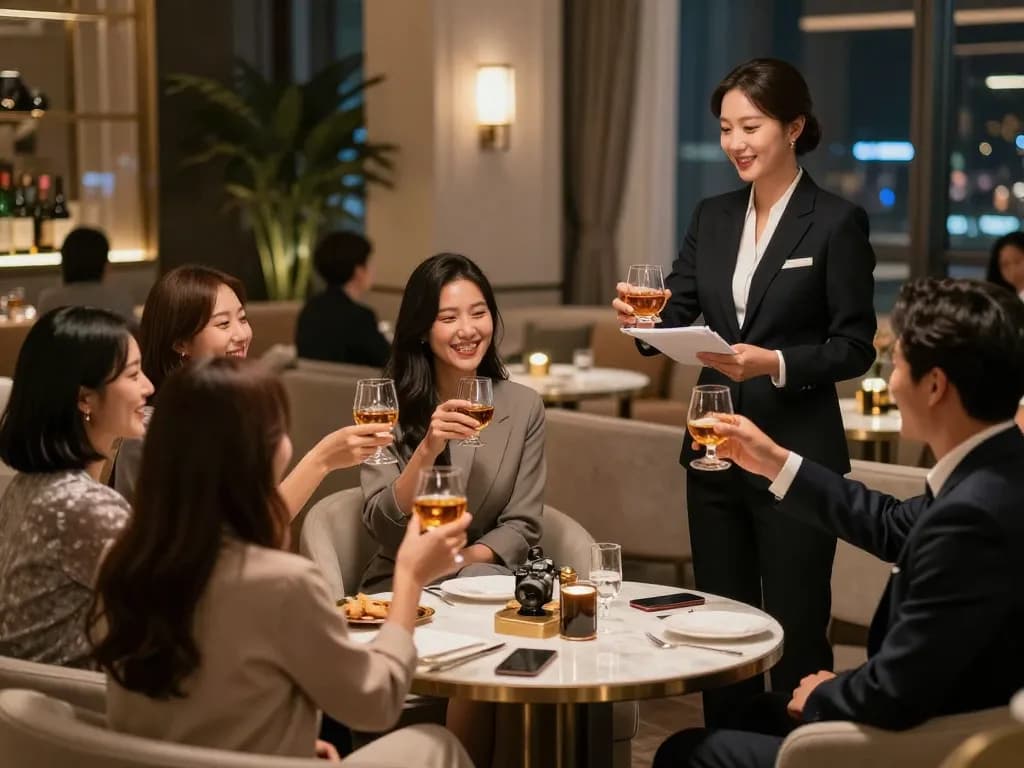 Experience the vibrant atmosphere of 강남쩜오 with stylish interiors and luxurious service.