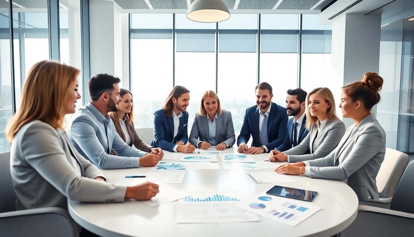 Discussing luxembourg family holding benefits in a modern business meeting setting.