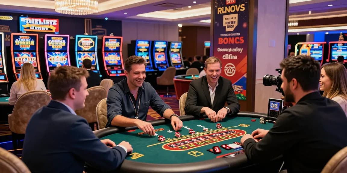 Exciting atmosphere at online euro casinos with players enjoying games in a luxurious casino setting.