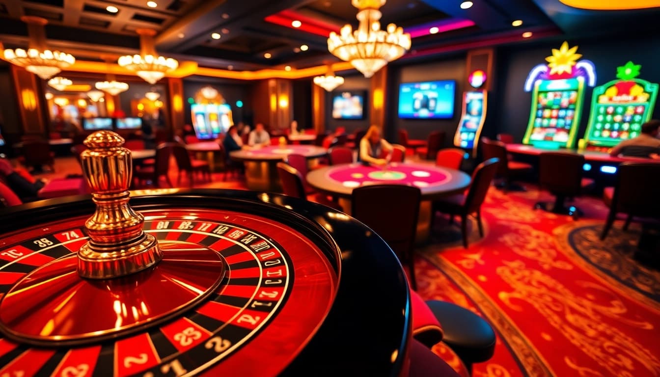 Vivez l'excitation du casino en ligne avec des tables de poker et de roulette vibrantes en action.