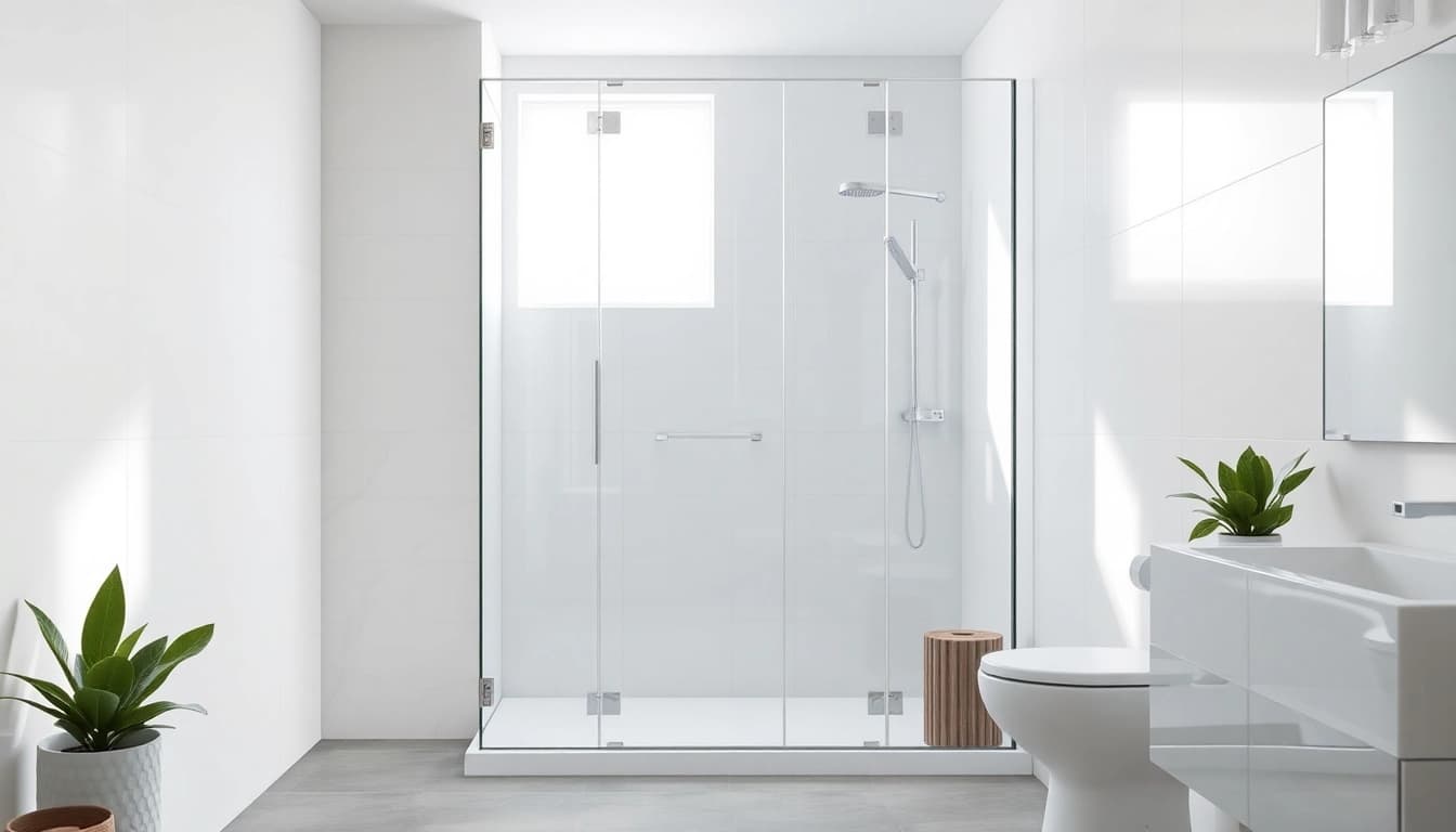 Komplett duschkabine 90x90 in modernem Badezimmer mit eleganten Glaselementen.