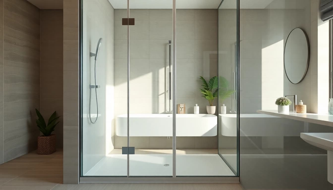 Die duschkabine 100x100 glänzt in einem modernen Badezimmer mit eleganten Details.