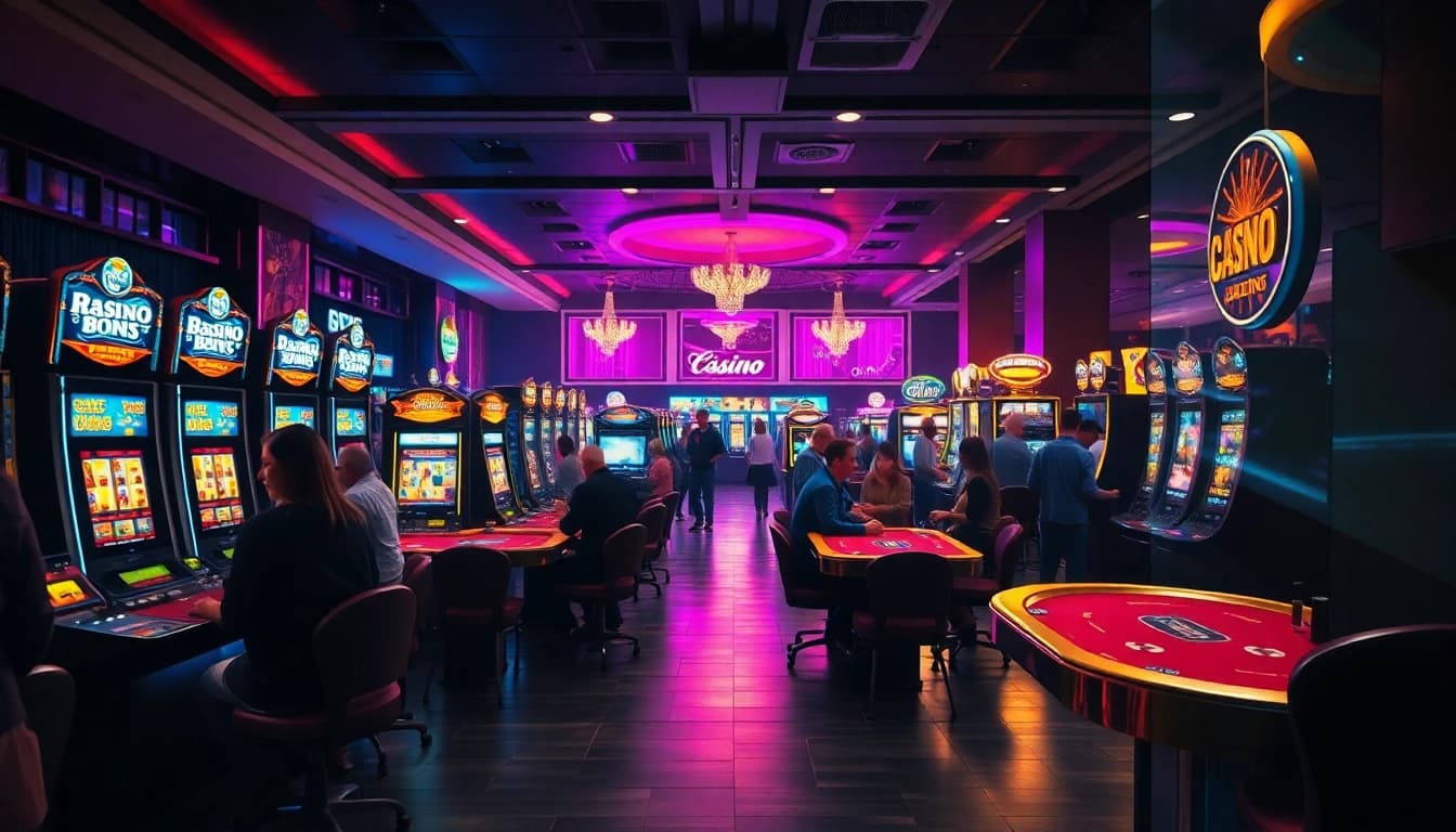 Engaging scene depicting players enjoying Non Uk Casino games in a vibrant environment.