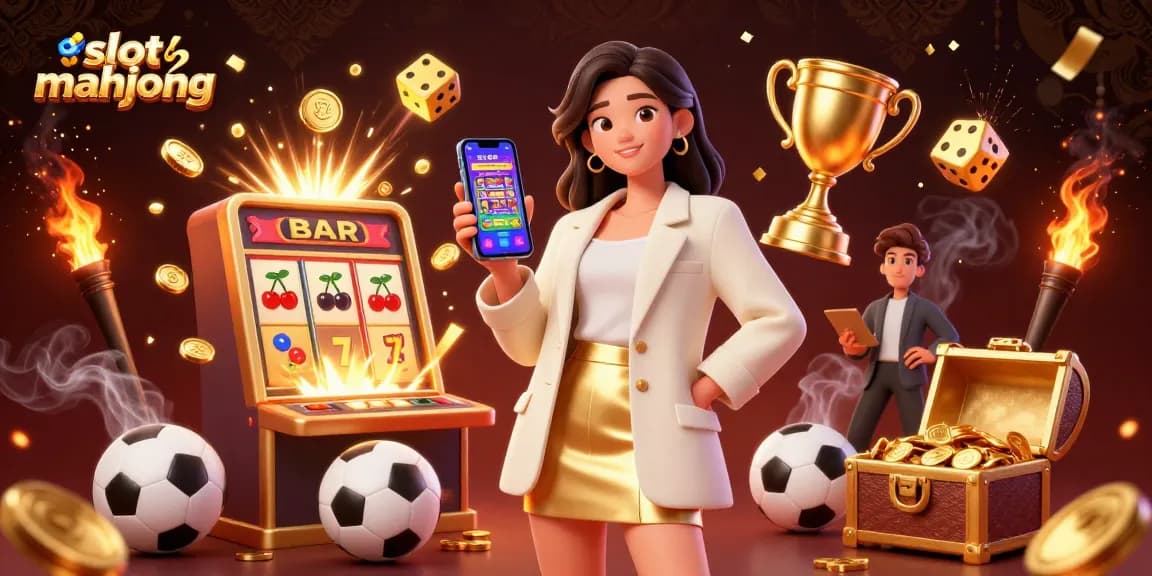 Spin to win with slot mahjong in a vibrant 3D casino scene showcasing exciting game elements.