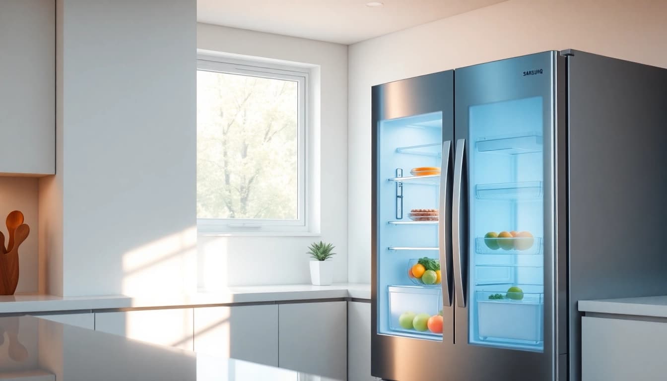 Waterdrop DA29-00020B Refrigerator Water Filter installed in a modern Samsung fridge, promoting health and cleanliness.