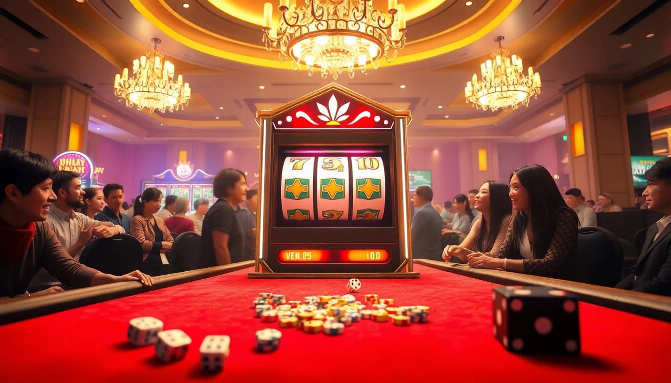 Players enjoying a thrilling slot demo scatter hitam experience at a luxurious casino.