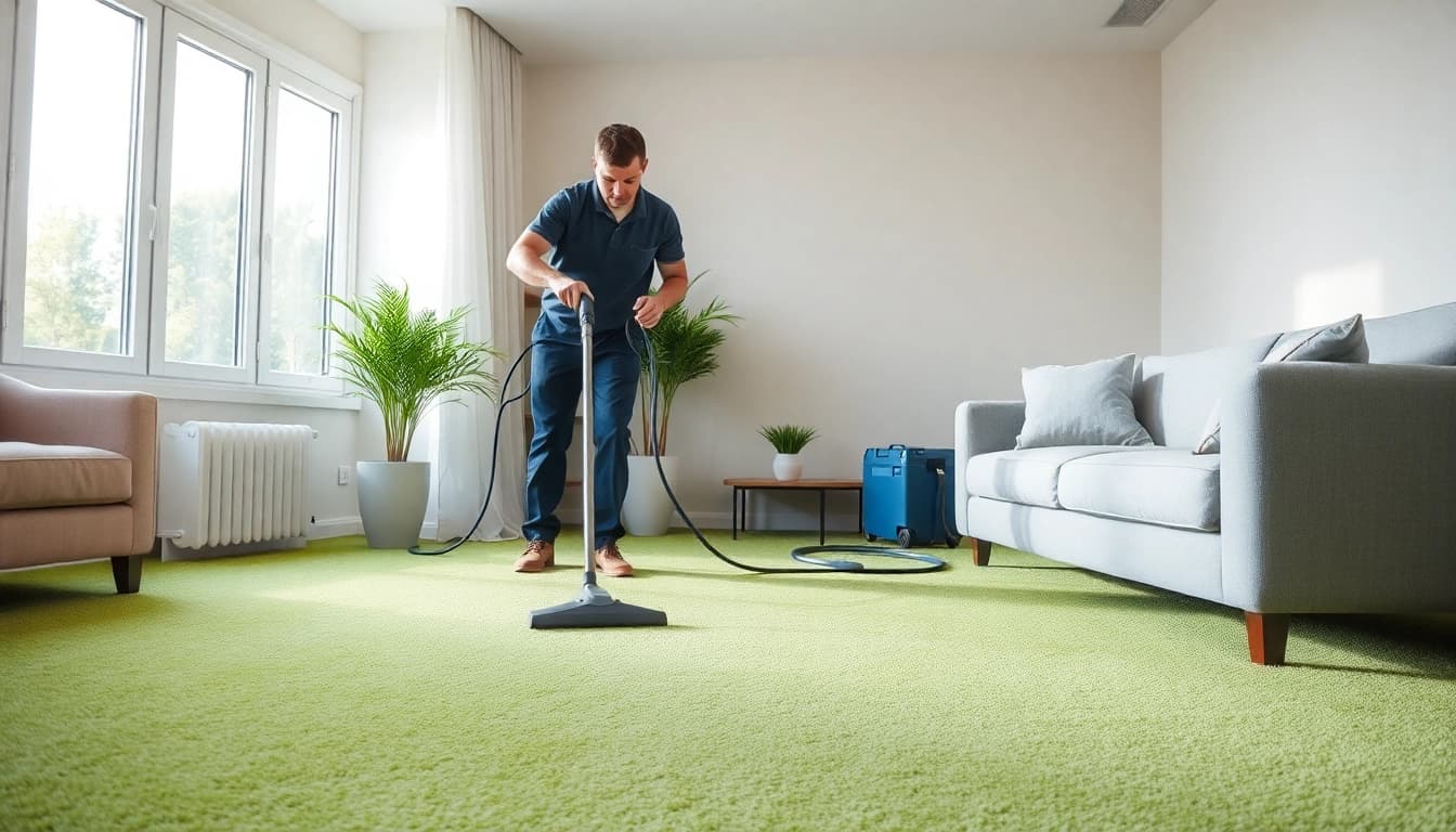 Efficient carpet cleaning lincoln ca performed in a sleek, well-lit living room.