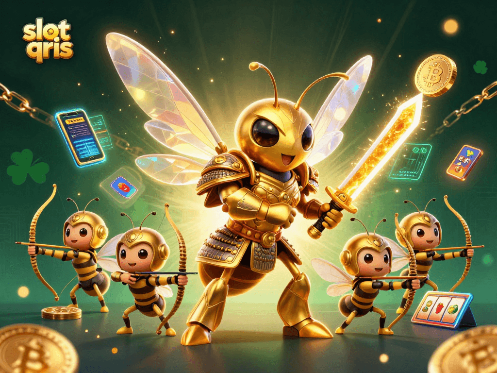 Jelajahi slot qris di dalam gambar lucu penuh karakter dan elemen kasino yang dinamis.