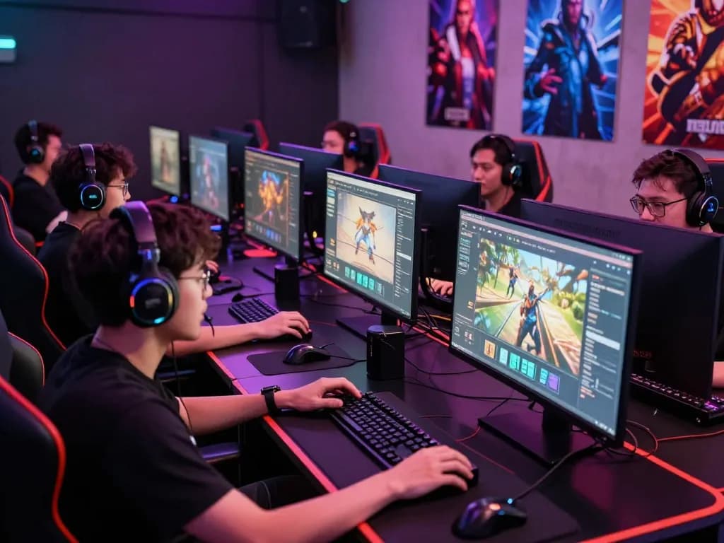 Players engaging on go88 in a dynamic gaming setup with colorful lighting.