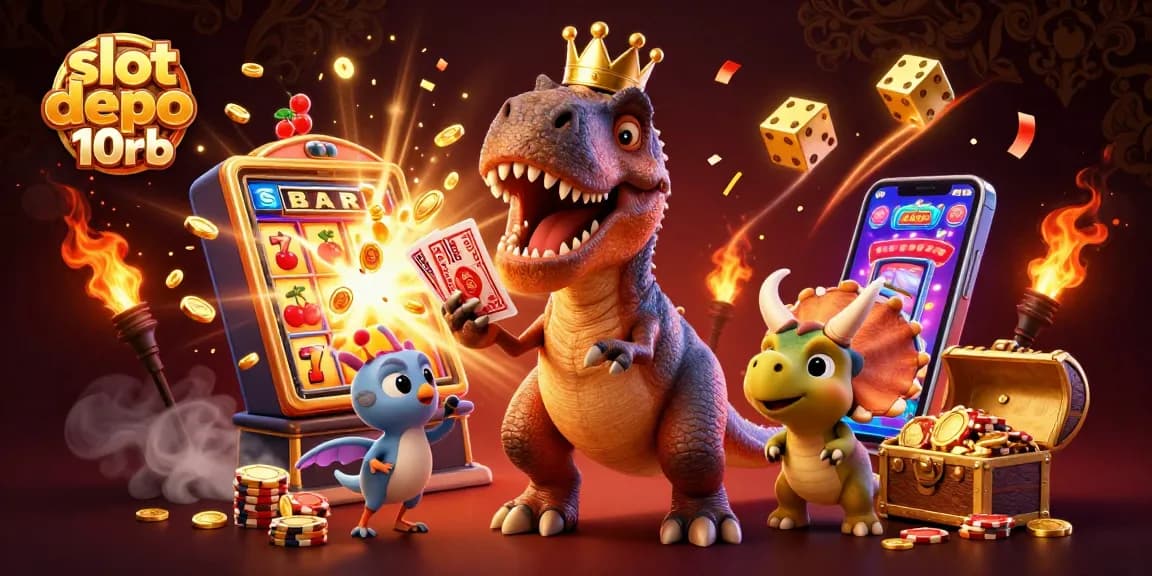 Experience big wins at slot depo 10rb with a vibrant 3D casino scene filled with excitement.