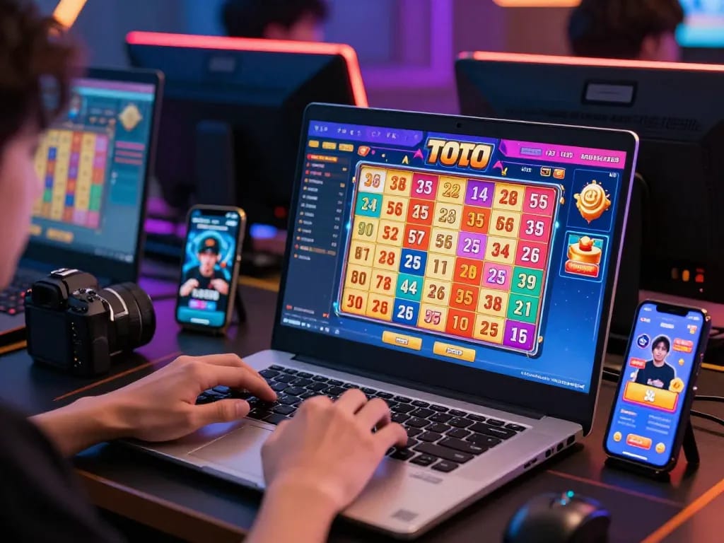 Players enjoying BAYITOTO's online Toto games with vibrant interface and winning moments.