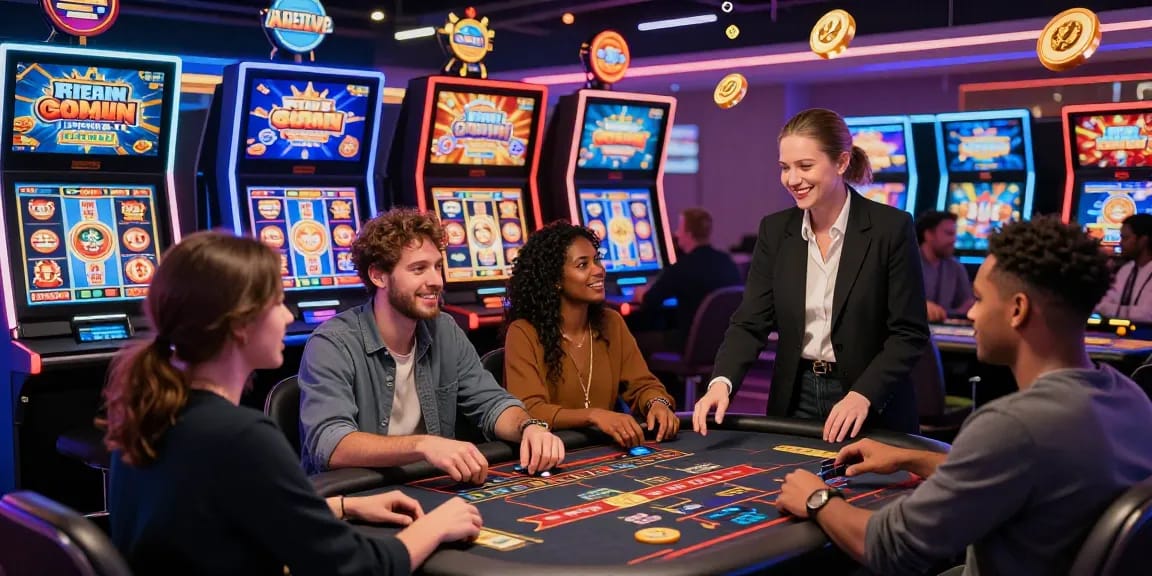 Players enjoying casinos accepting credit cards, fast deposits, and vibrant gaming atmosphere.