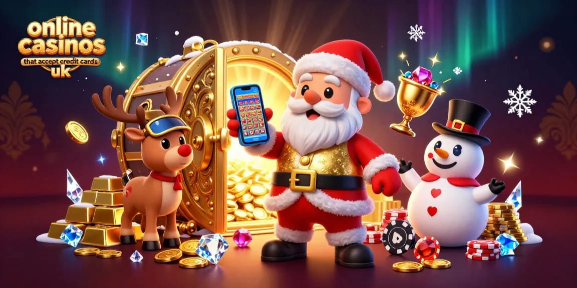 Experience online casinos that accept credit cards uk with festive characters and sparkling casino elements.
