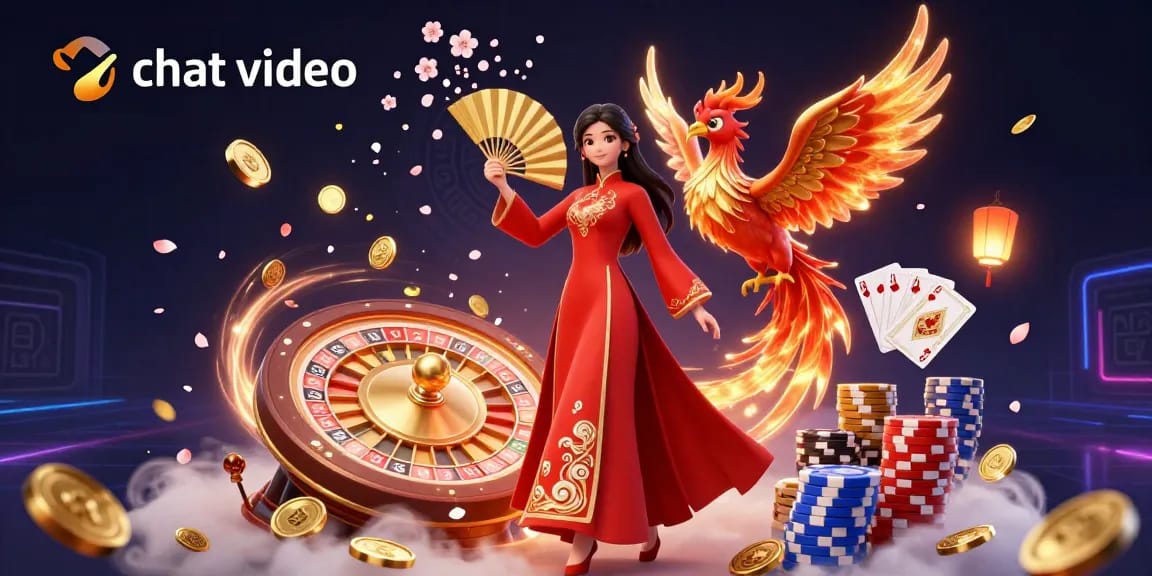 Engage in chat video with real people while surrounded by dazzling casino elements.