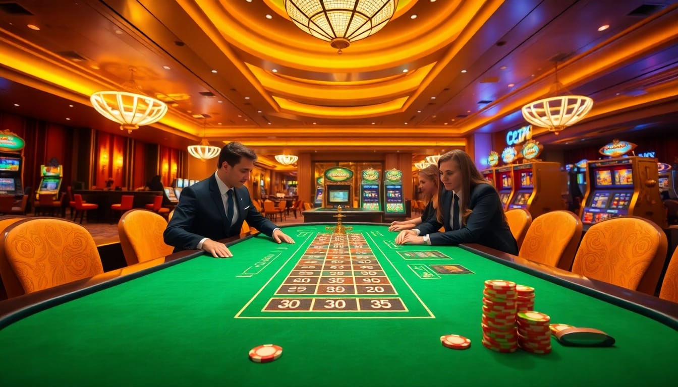Engaged players enjoying a thrilling gambling experience at 222bd's luxury casino tables.
