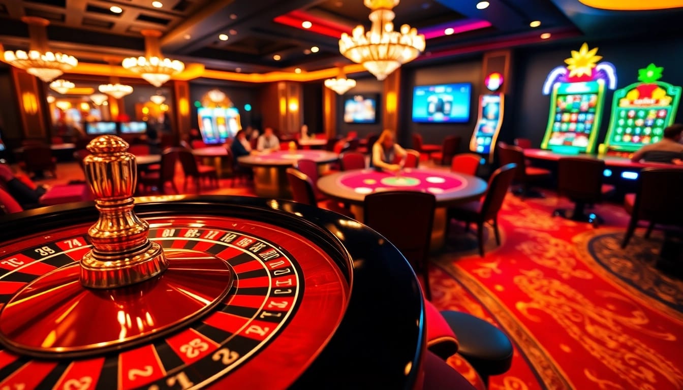 Vivez l'excitation du casino en ligne avec des tables de poker et de roulette vibrantes en action.