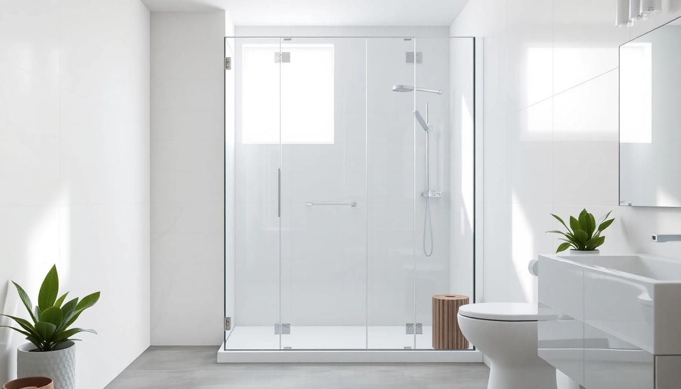 Komplett duschkabine 90x90 in modernem Badezimmer mit eleganten Glaselementen.
