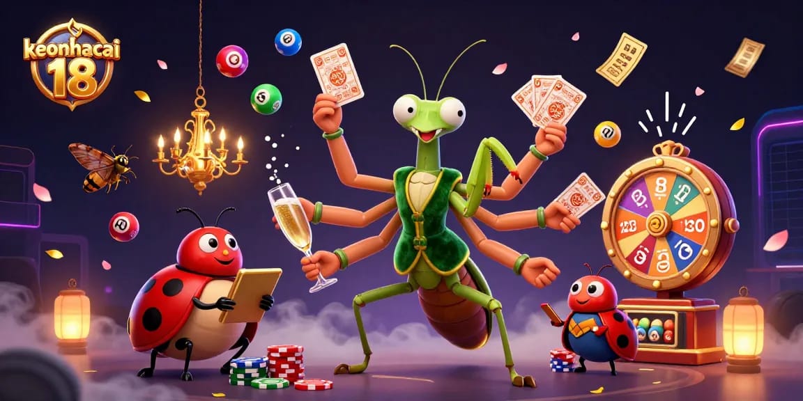 Experience action-packed moments with keonhacai 18 in a lively and vibrant 3D casino scene.