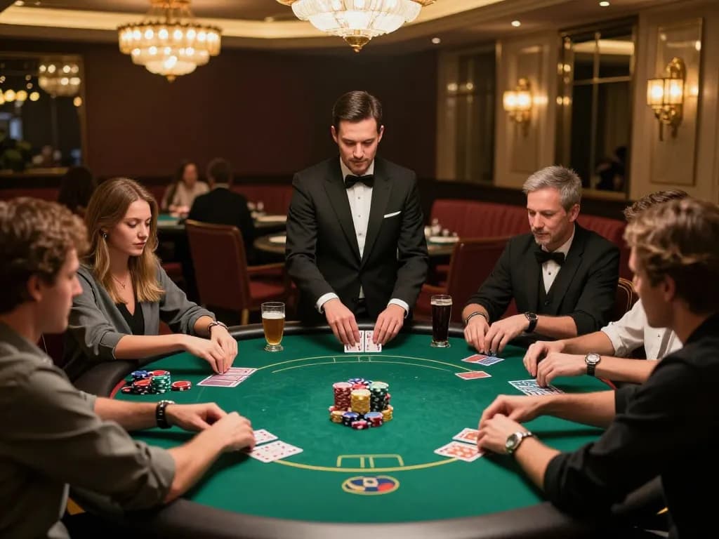 Experience an engaging poker game at FAFA828's modern casino setting.