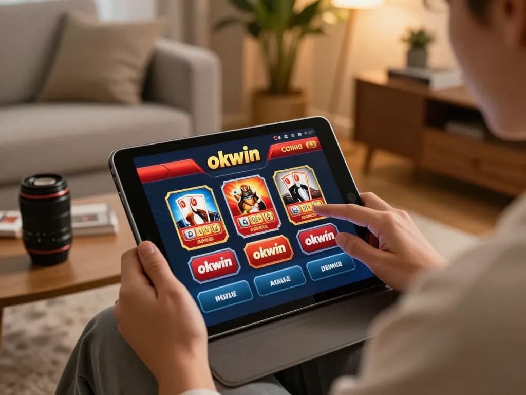 Engaging okwin live stream on tablet in a stylish home setting.