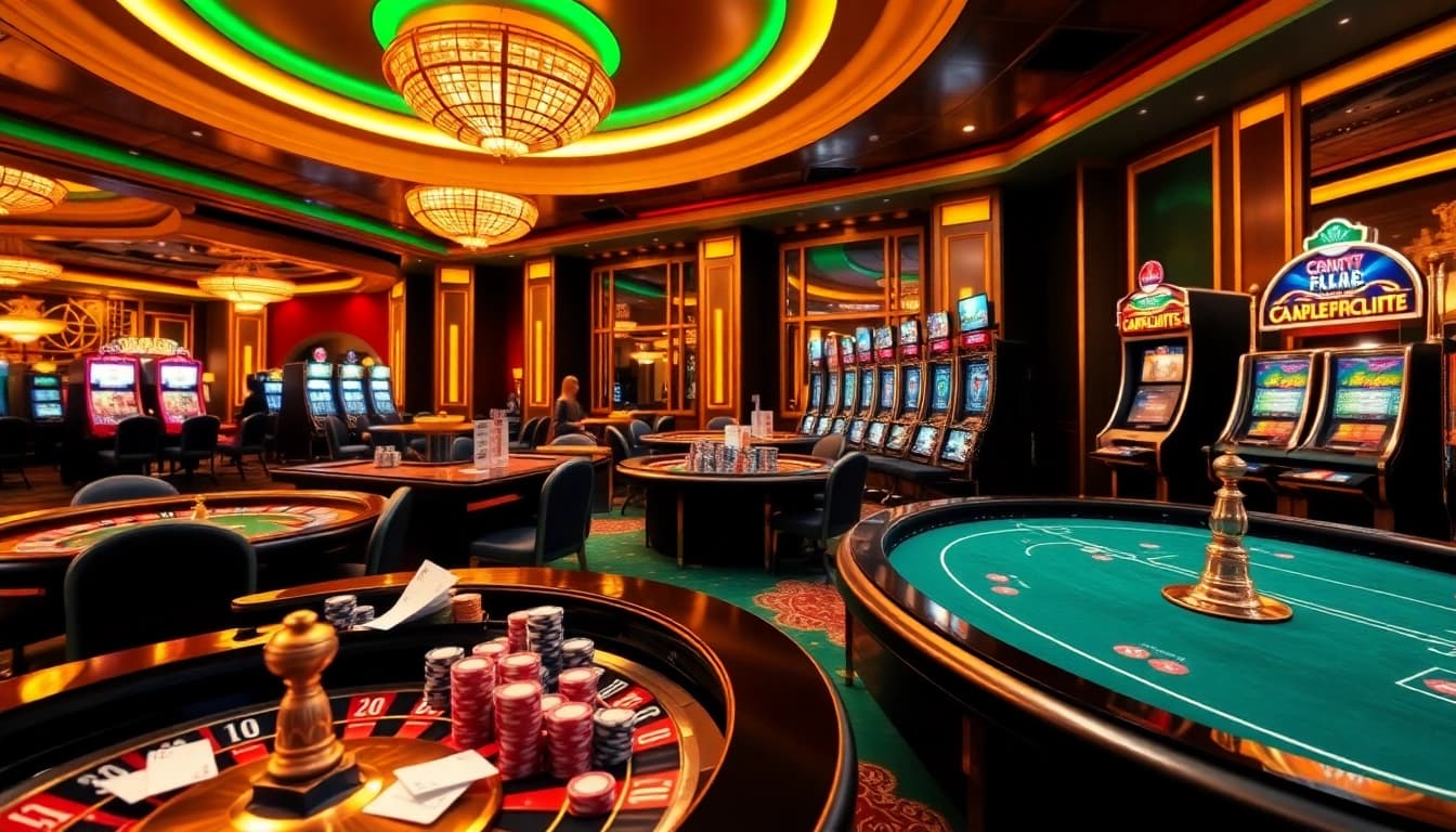 Découvrez l'excitation des casinos en ligne avec des tables de poker élégantes et des machines à sous vibrantes.