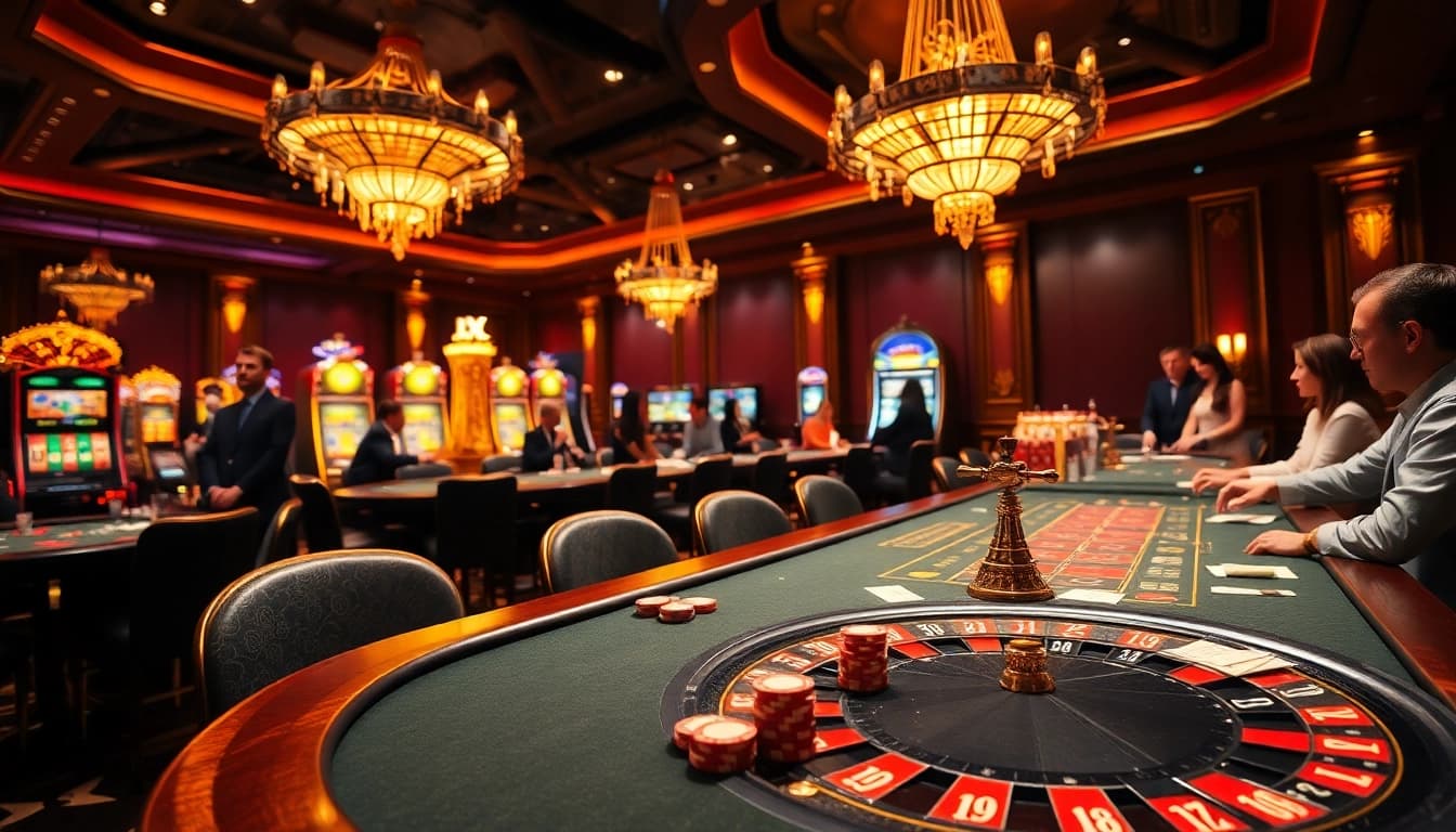 Action-packed casino scene highlighting the thrill of 789 win with players celebrating their victories.