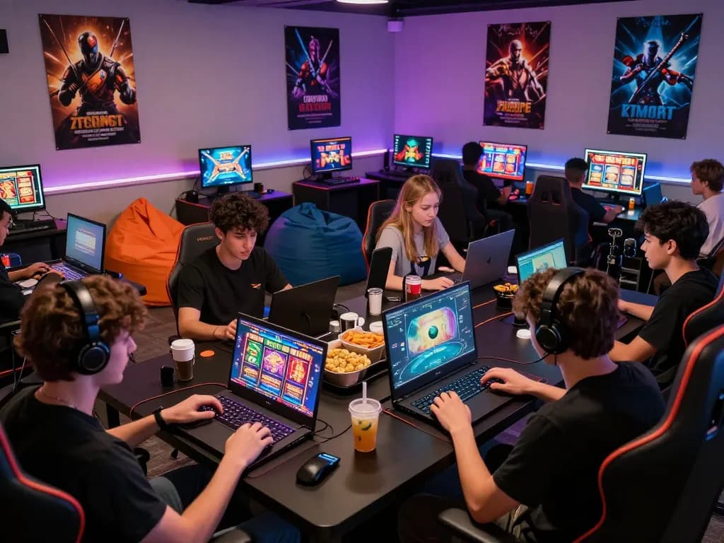 Players enjoying interactive gaming experiences with 88Pulsa in a vibrant gaming lounge.