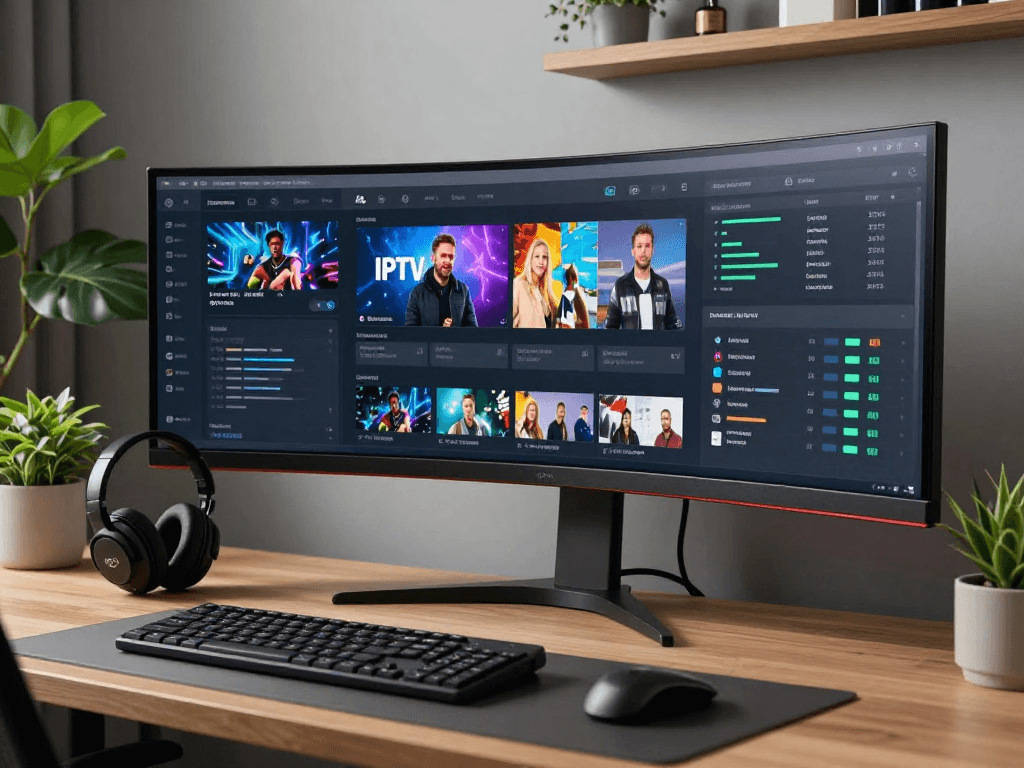united kingdom IPTV streaming software in advanced developer workspace with cutting-edge technology.