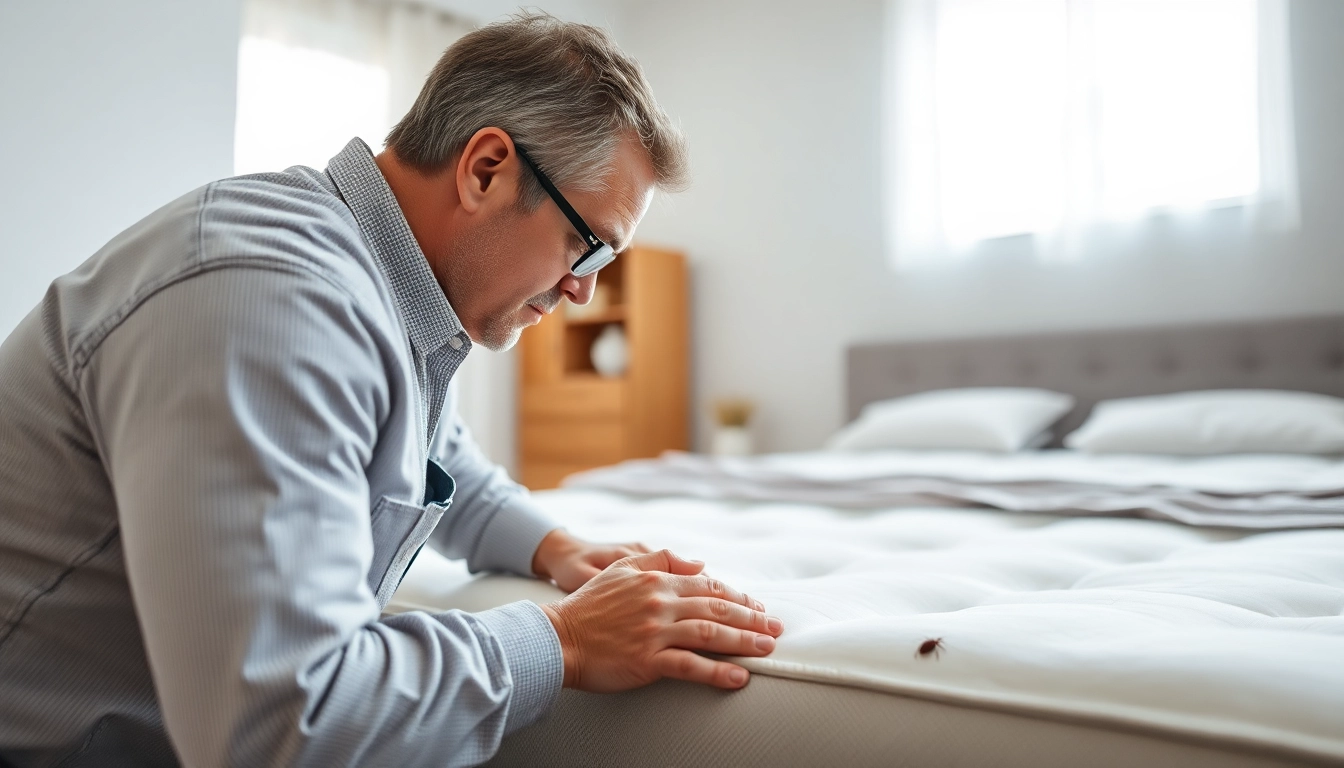 Evaluate bed bug exterminator cost with a professional examining a mattress for signs of infestation.