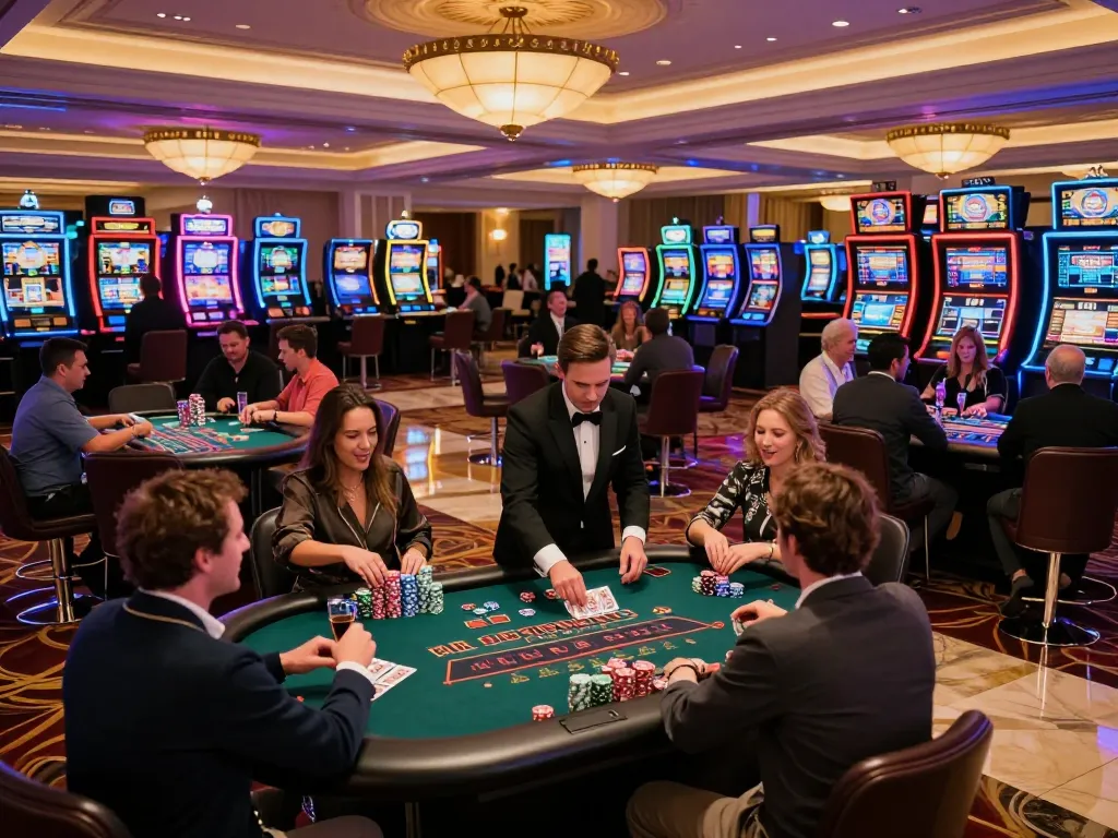 Engaged players celebrating wins at a blackjack table with giường bệnh nhân theme, vibrant casino atmosphere