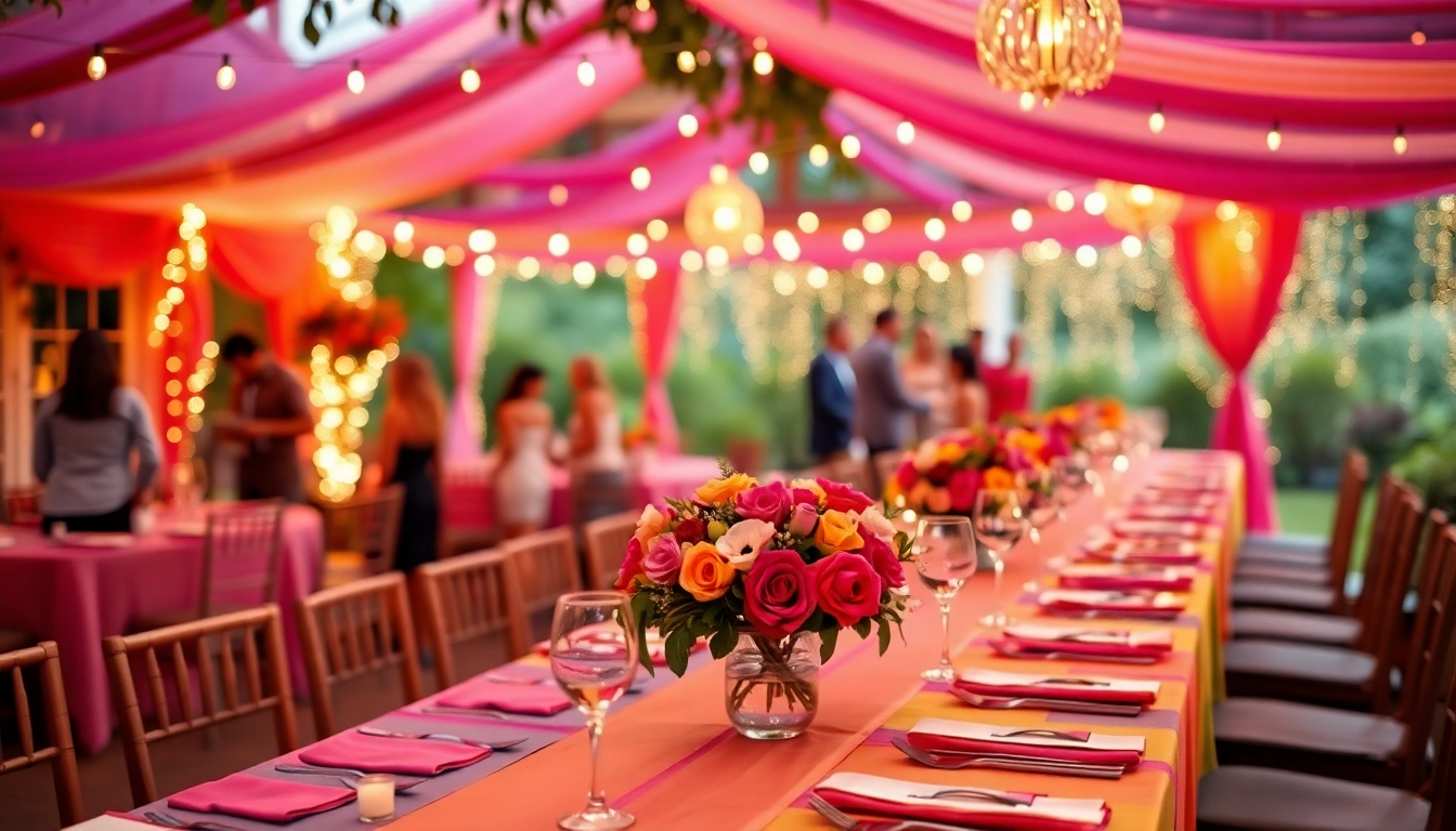Party Rentals Near Me showcasing a vibrant wedding reception setup with elegant decor.