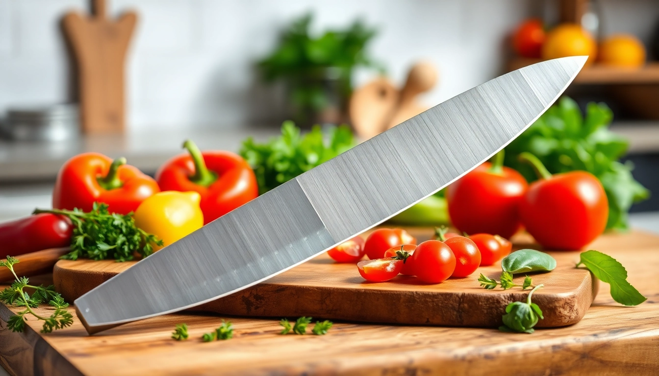 Using a chef’s knife NZ on a wooden board surrounded by fresh ingredients for culinary preparations.
