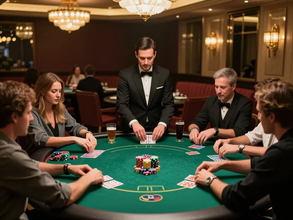 Experience an engaging poker game at FAFA828's modern casino setting.