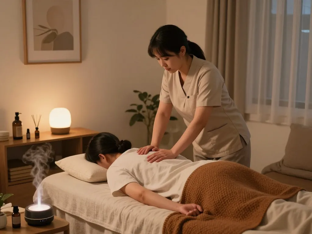 Experience soothing 부천 출장마사지 in a tranquil home setting with calming atmosphere.