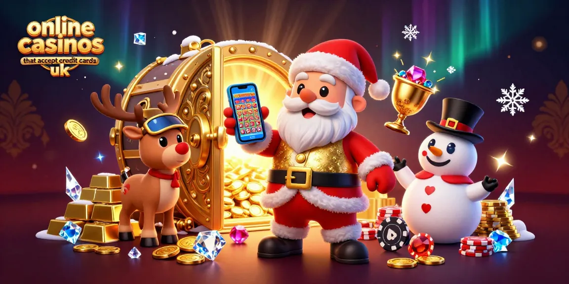 Experience online casinos that accept credit cards uk with festive characters and sparkling casino elements.