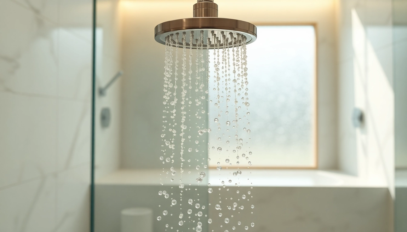 Elegant showers Australia featured in a luxurious bathroom with polished marble and soft lighting.