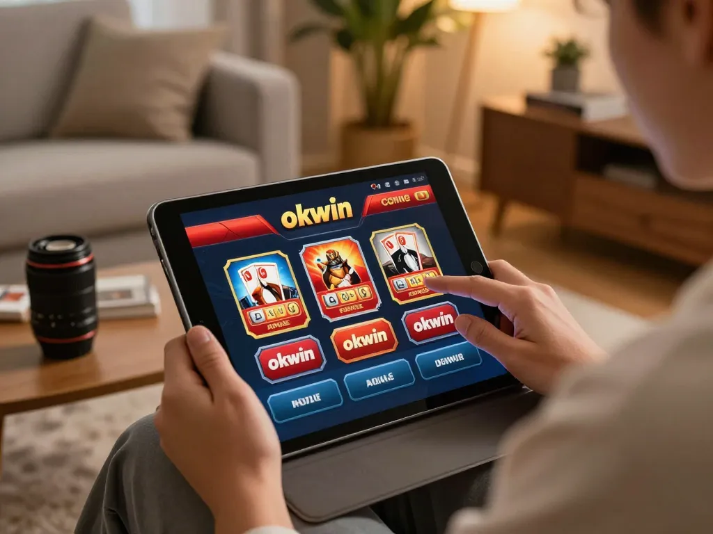 Engaging okwin live stream on tablet in a stylish home setting.