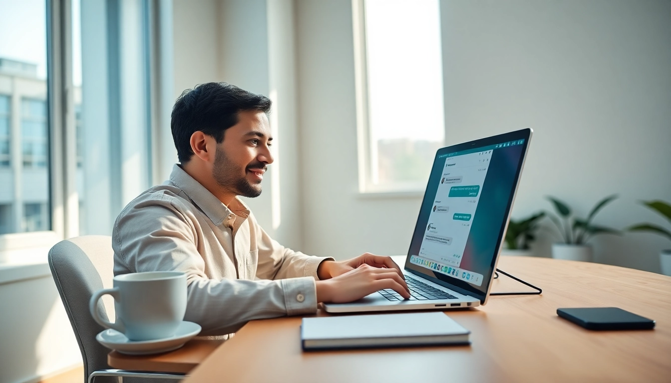 Experience seamless communication with WhatsApp Web on a laptop desk setup.