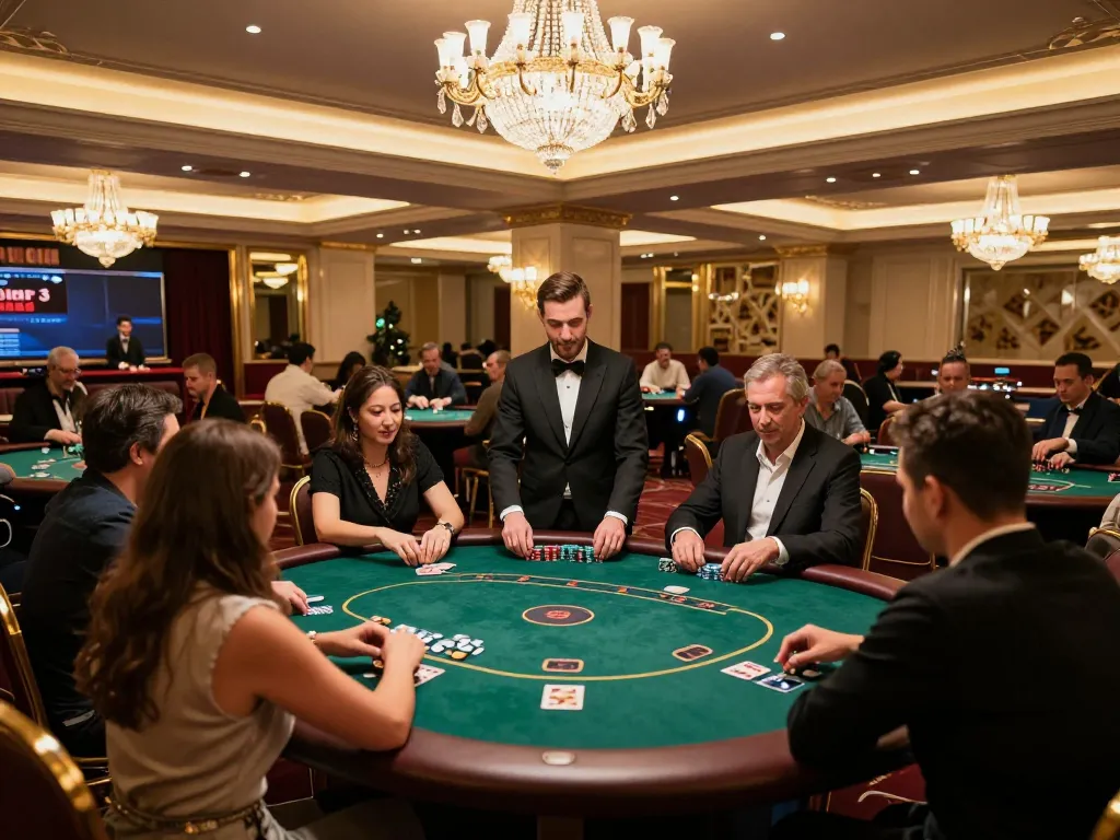 king33 players enjoying an exciting live casino poker game in a luxurious setting