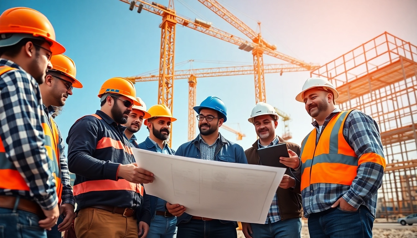Tennessee construction association teamwork at a busy building site in Tennessee.