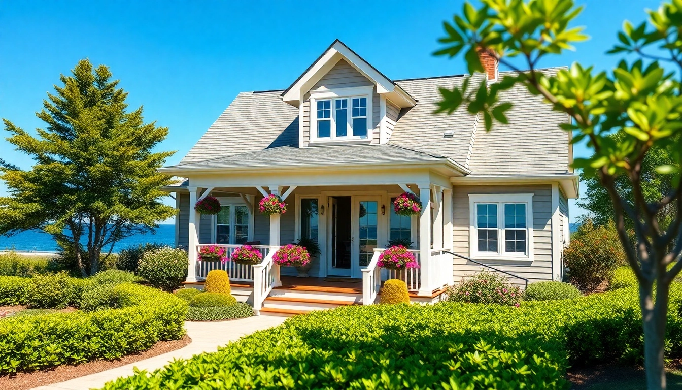 Beautiful cape cod home addition featuring a lush garden and coastal views, enhancing outdoor living.