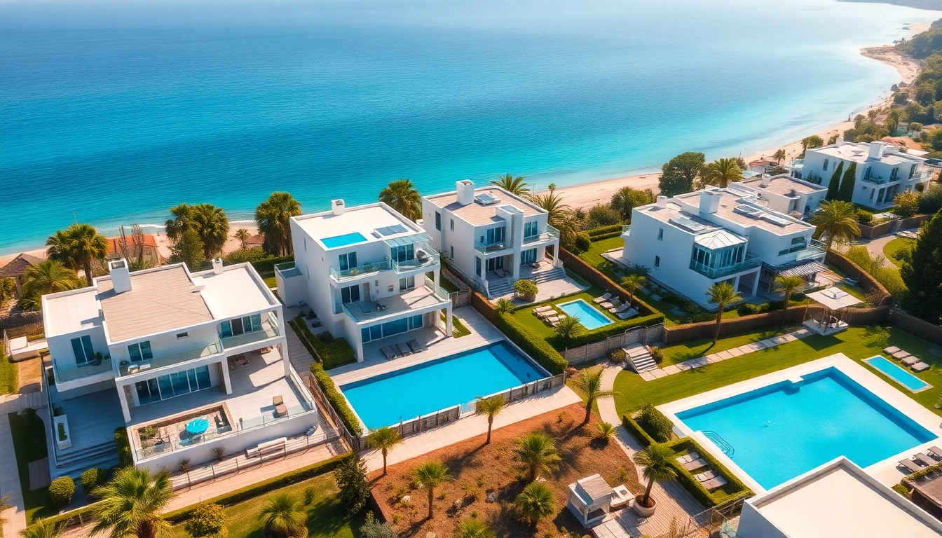 Stunning villas on the coast inviting buyers to buy property in alanya for a peaceful lifestyle.