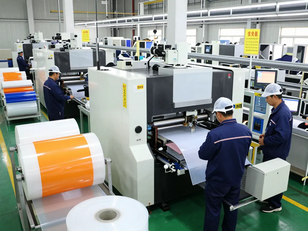 bóc ép plastic thanh xuân production scene with skilled workers and advanced machinery in a modern facility