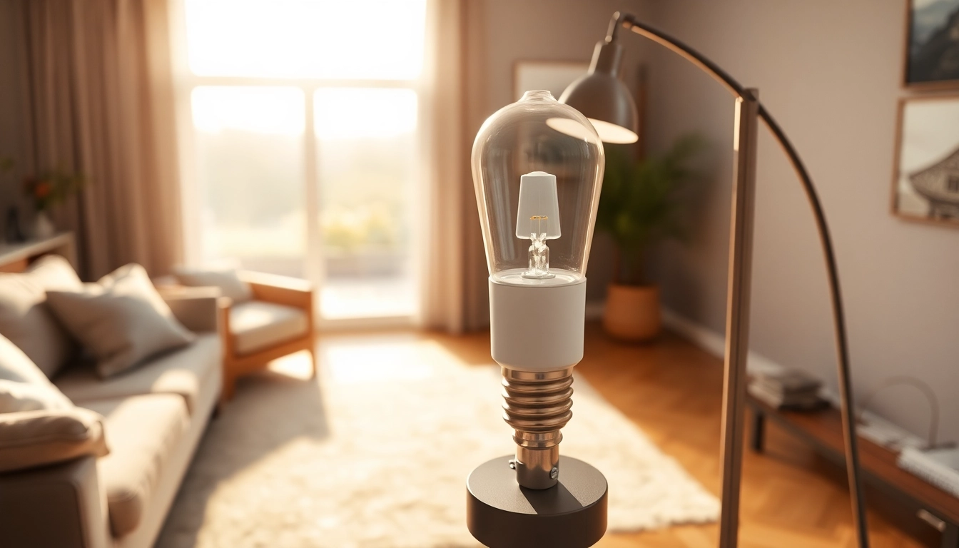 Showcase of g16 bulb illuminating a cozy living room with modern decor.